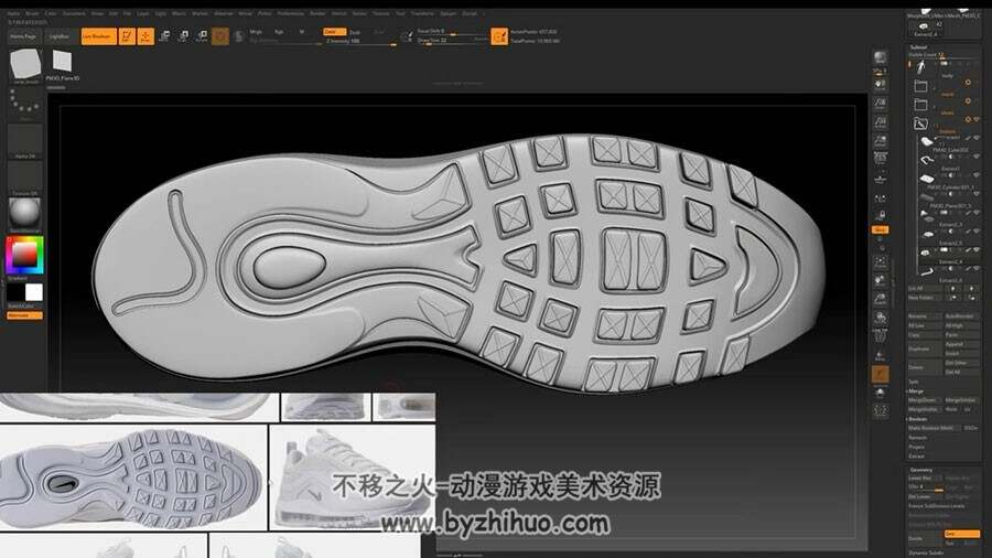 ZBrush 逼真运动鞋产品 雕刻建模完整制作视频教程