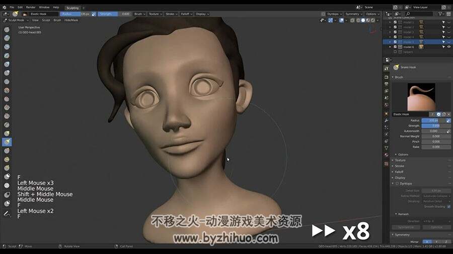 Blender 卡通黑人女性 模型制作实例教学 附源文件