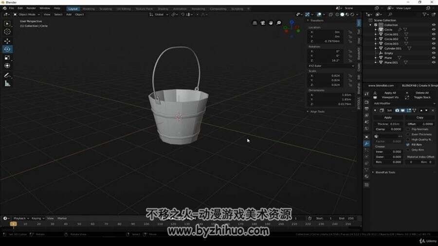 Blender视频教程 游戏木桶完整制作工作流程教学 附源文件