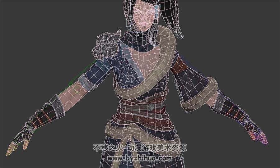 游戏中式古装部落女孩3DMax模型带绑定下载