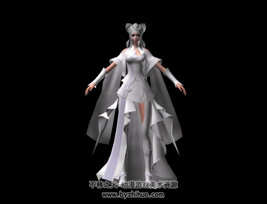 仙侠风格白衣古装女仙3DMax模型分享（版本略高）