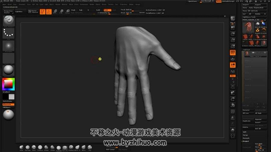 ZBrush视频教程 头手足身 男体雕刻建模全流程 附源文件