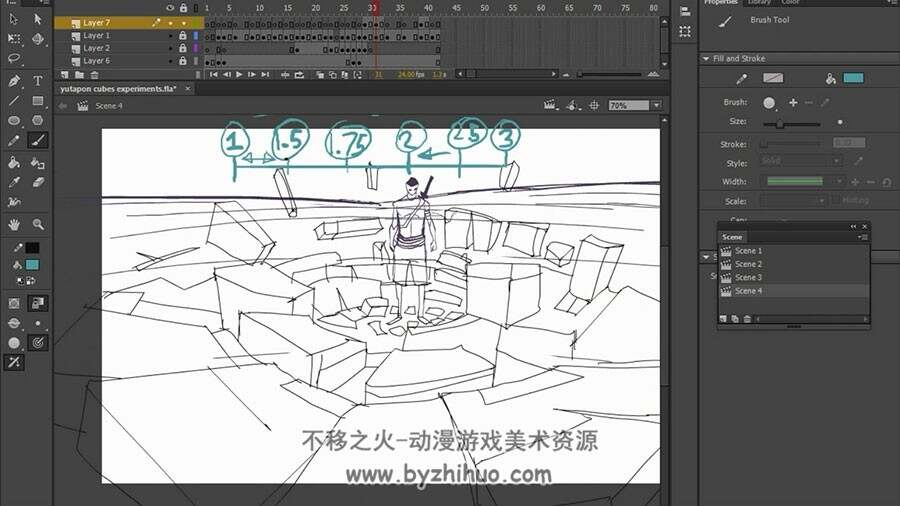 Animate视频教程 战斗角色动画 实例制作教学 附源文件