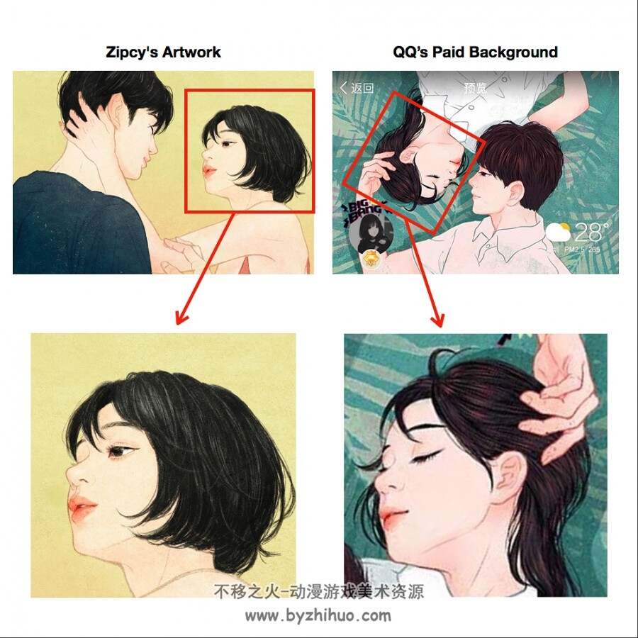 韩国超火情侣题材插画师 ZIPCY 插画+ 创作过程 + 视频+500JPG