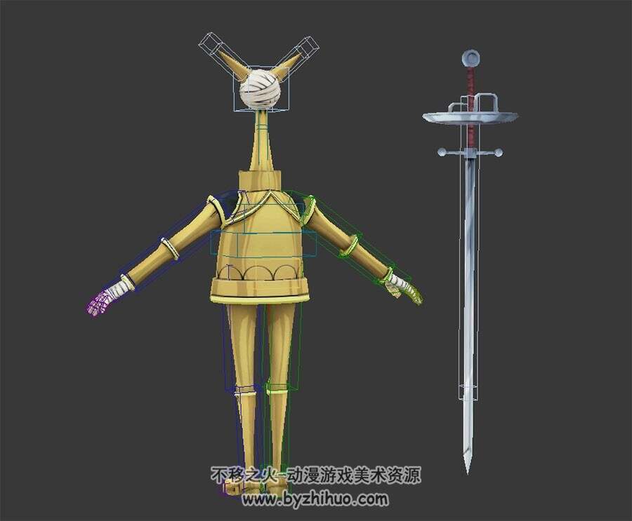 海贼王角色带武器绑定诡异动作3DMax模型下载
