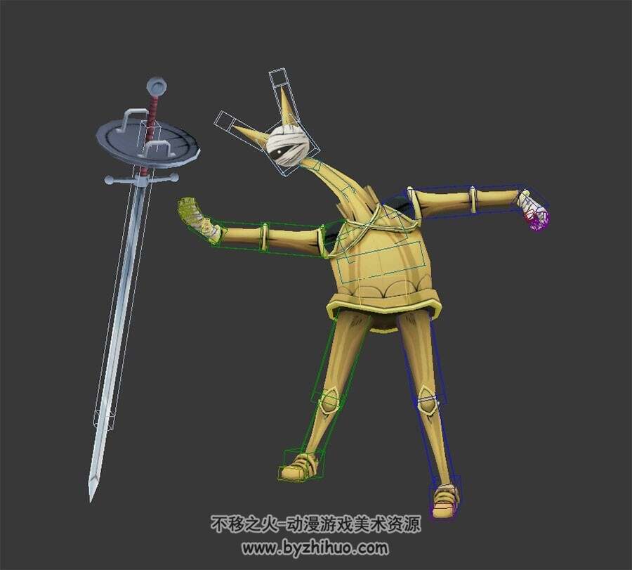 海贼王角色带武器绑定诡异动作3DMax模型下载