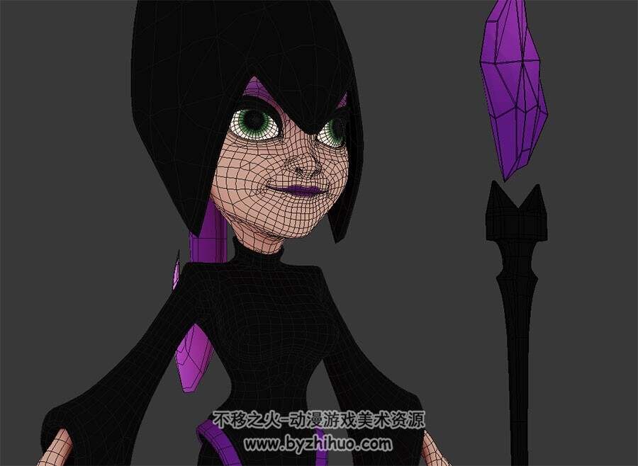 Q版魔幻风格游戏黑暗女巫3DMax模型下载