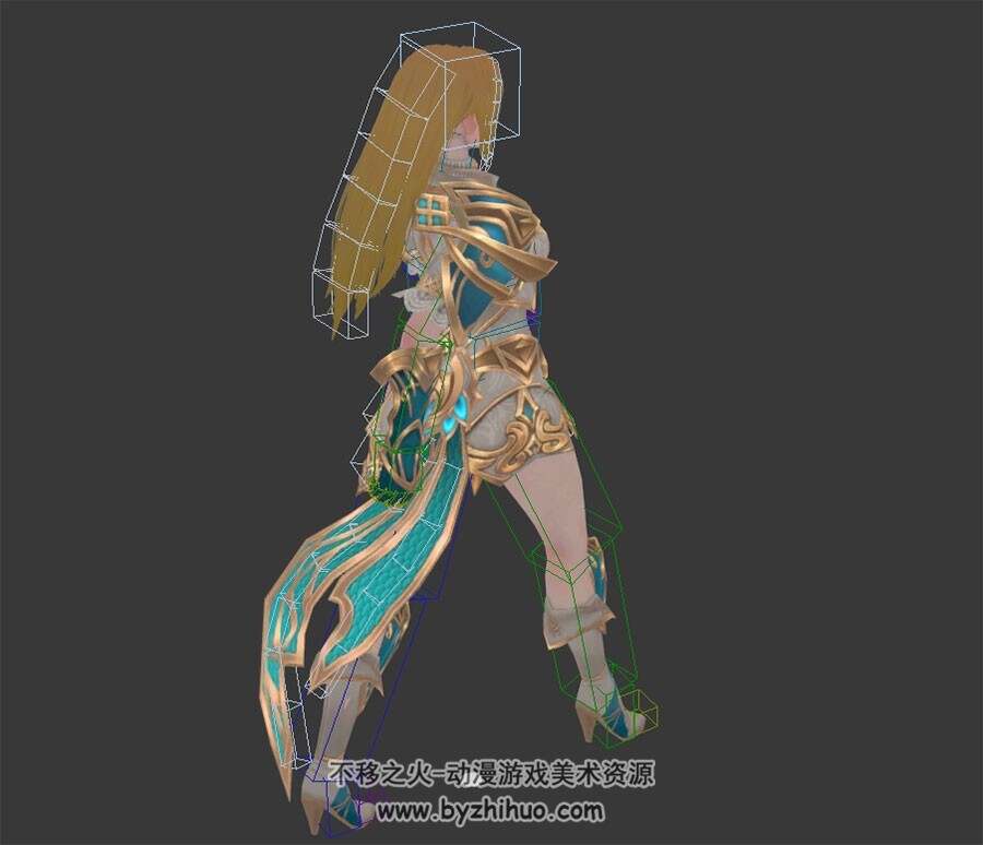 天堂2 游戏美女角色光明精灵3DMax模型带绑定行走动作下载