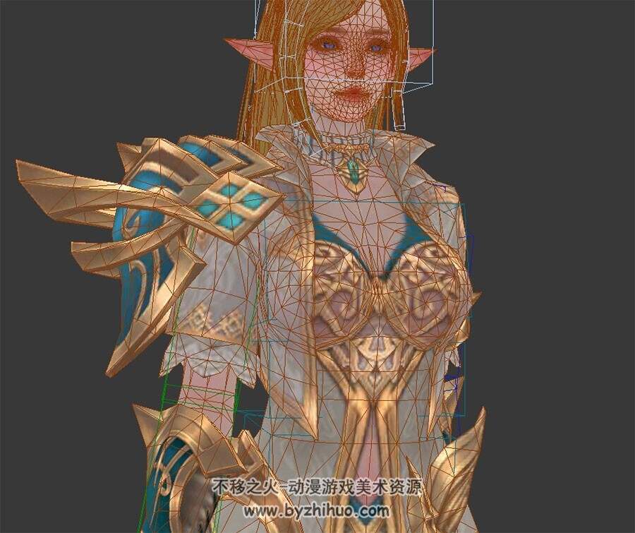 天堂2 游戏美女角色光明精灵3DMax模型带绑定行走动作下载
