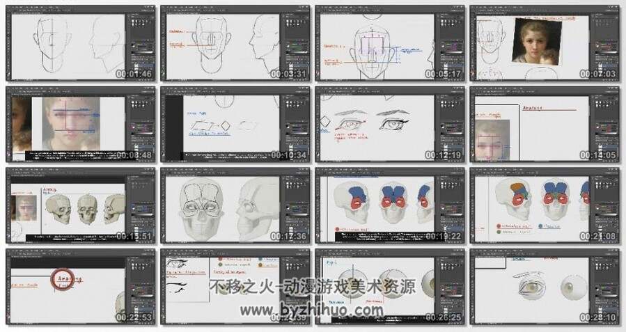 人物角色面部特征眼嘴鼻数字PS绘画视频教程