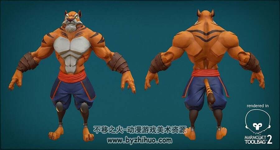 Anthro Tiger游戏角色虎人3D模型Maya格式下载