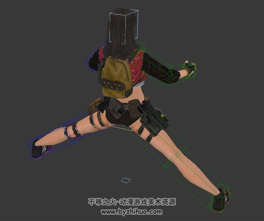 突击风暴2 Sudden Attack 2性感女主角3DMax模型带绑定劈腿动作下载