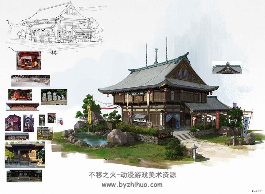 国人概念画师lok du中式古风场景概念设定原画参考 167P