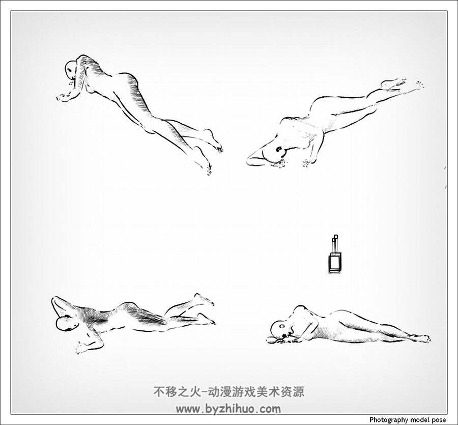 74个经典模特姿势 女性体态姿势速写手绘参考资料