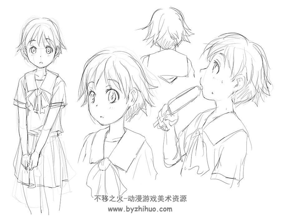 漫画人物写生 Character Sketching for Manga 动漫女性角色姿态速写