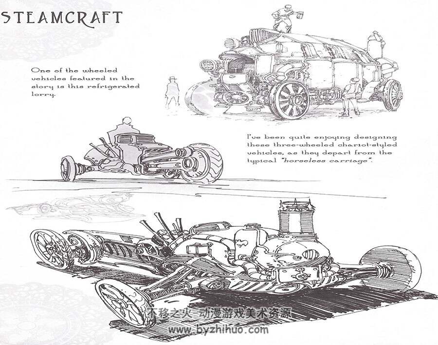 Steampunk Sketchbook 蒸汽朋克速写本 蒸汽风角色设定线稿绘画教学