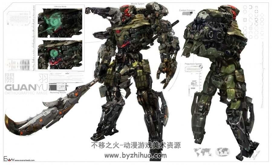 未来 科幻 机甲 武器游戏角色原画设定百度网盘分享参考