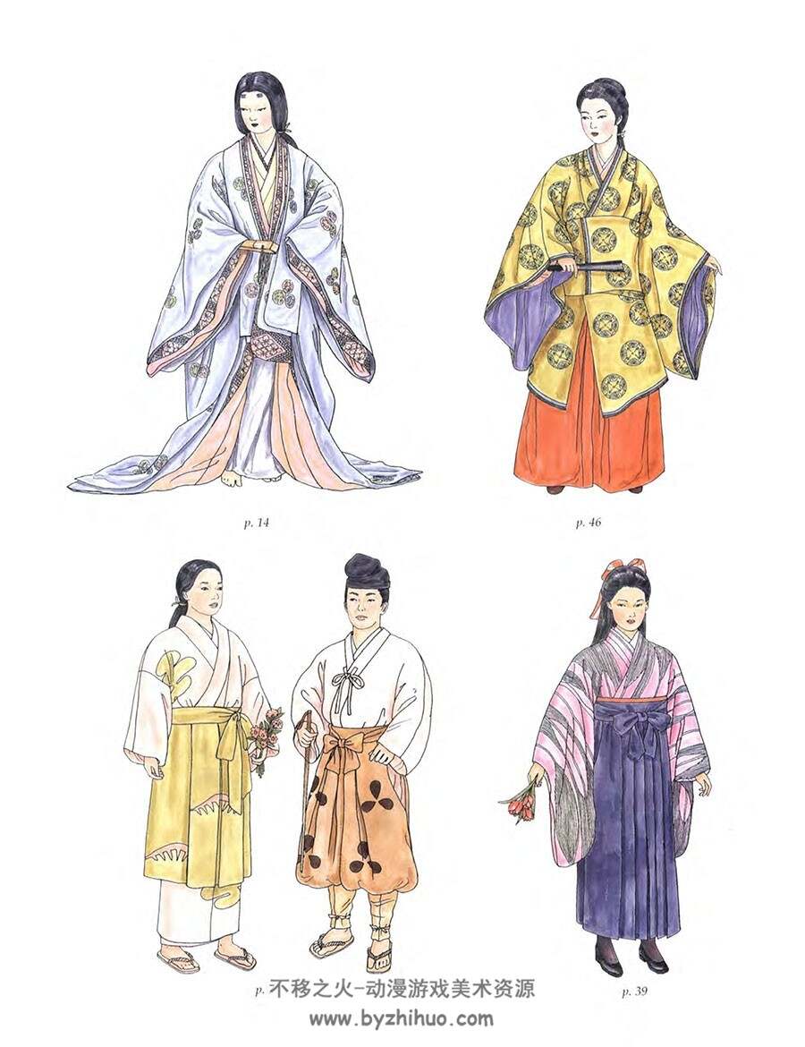 Japanese Fashion 日本人时尚 Ming-Ju Sun 日本古典服装线稿资源下载