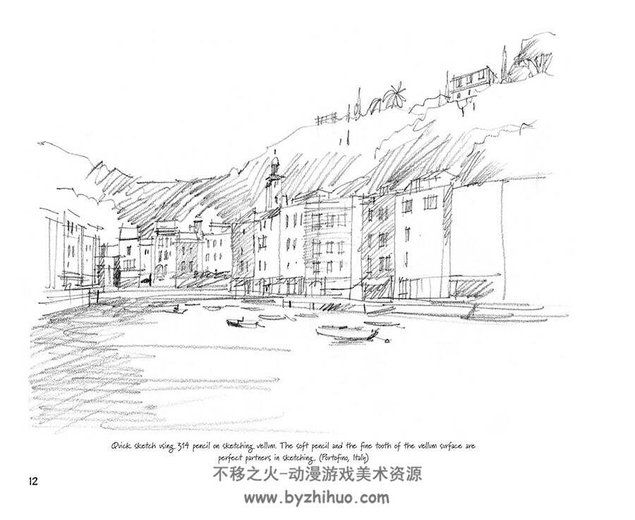 Pencil Sketching 铅笔素描 Thomas Wang 手绘风景建筑街景作品集