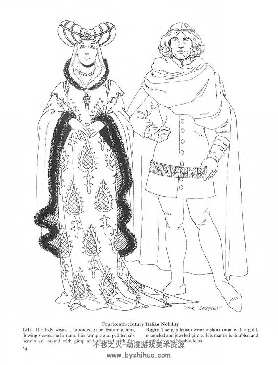 Medieval Fashion 中世纪时尚 Tom Tierney 欧洲中世纪服装参考书下载