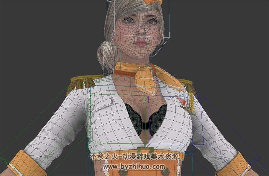 游戏现代制服韩风女枪手3DMax模型带绑定下载