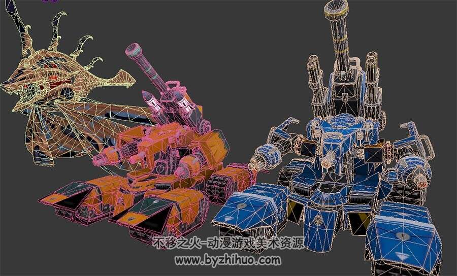 科幻风游戏机械机器人3DMax模型下载