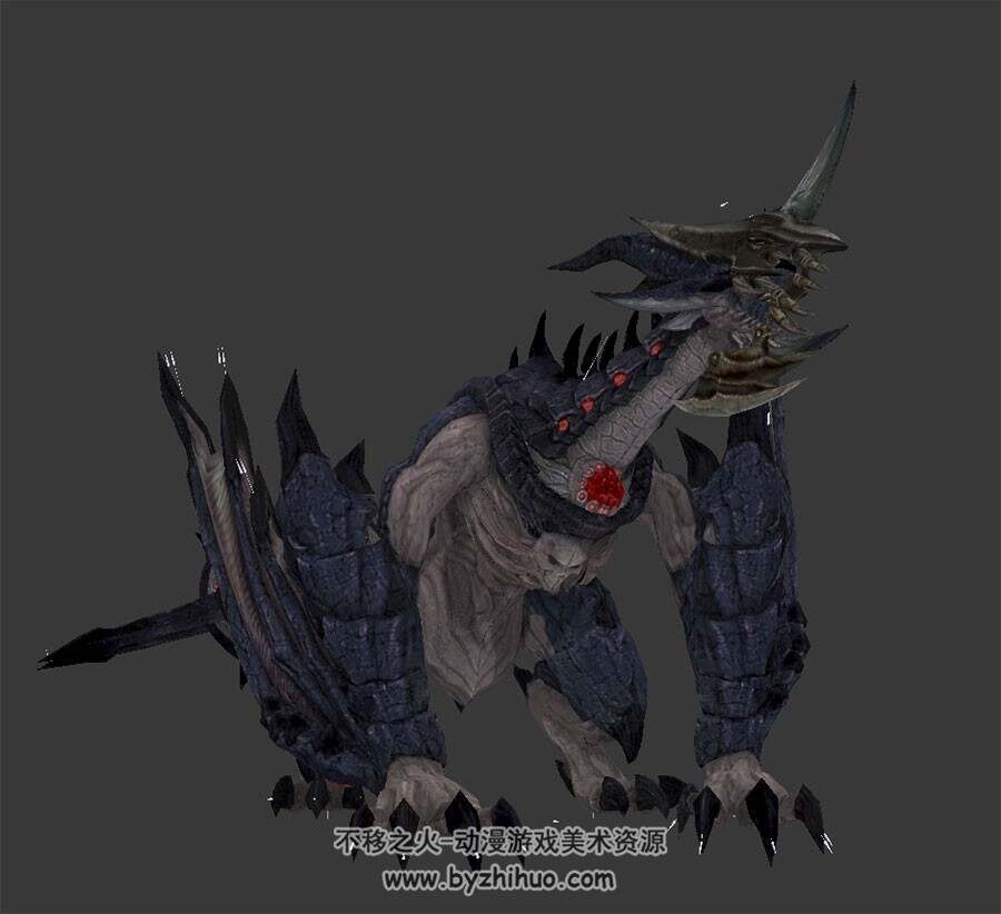 西方魔法双翼飞龙全套动作3DMax模型带绑定下载