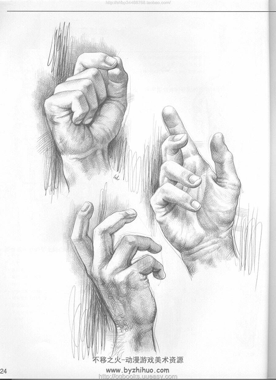 手与足素描 结构比例姿态动作 意大利经典素描训练教程