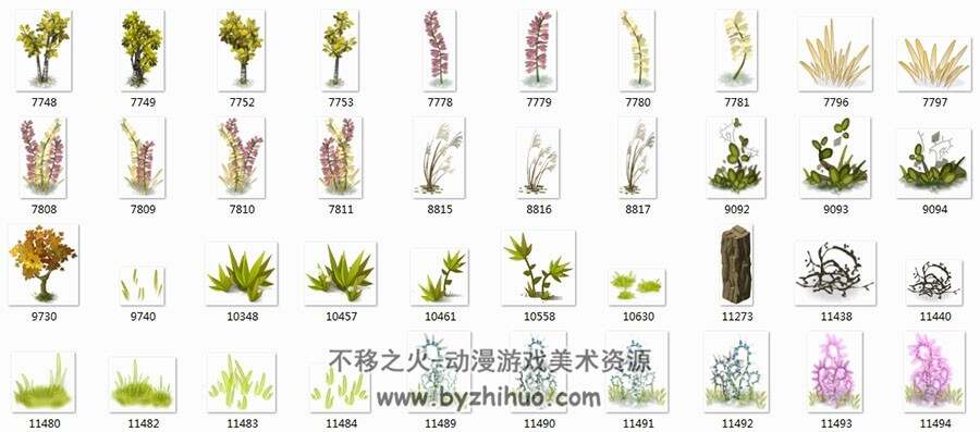 Q版植物树木花草PNG格式美术资源分享下载 1193P