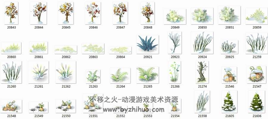 Q版植物树木花草PNG格式美术资源分享下载 1193P