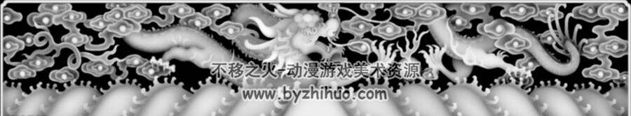 中国古代神龙浮雕灰度图制作美术素材图包下载 245P