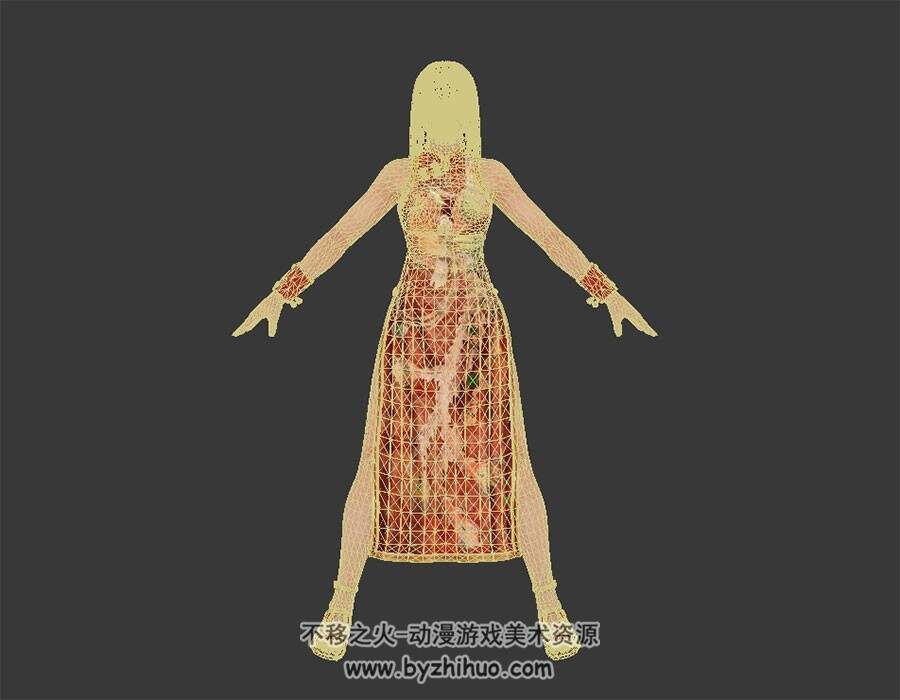 DoA5 Sarah 红旗袍 角色服装3D模型 MAX格式 有绑定