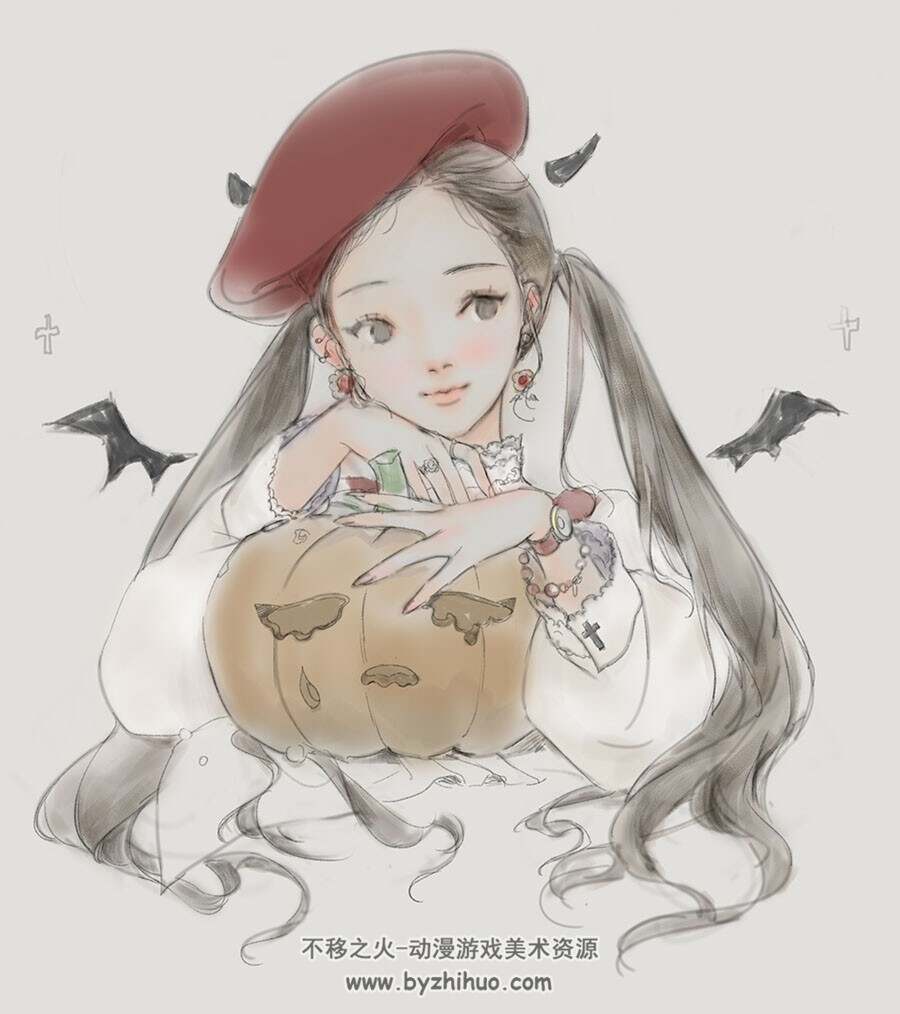画师DADACHYO 2018 Halloween Process 绘画过程线稿及视频百度网盘分享