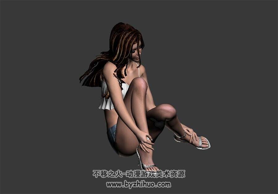 性感女孩 短牛子短裤 max格式 四角面高精3D模型资源百度网盘下载