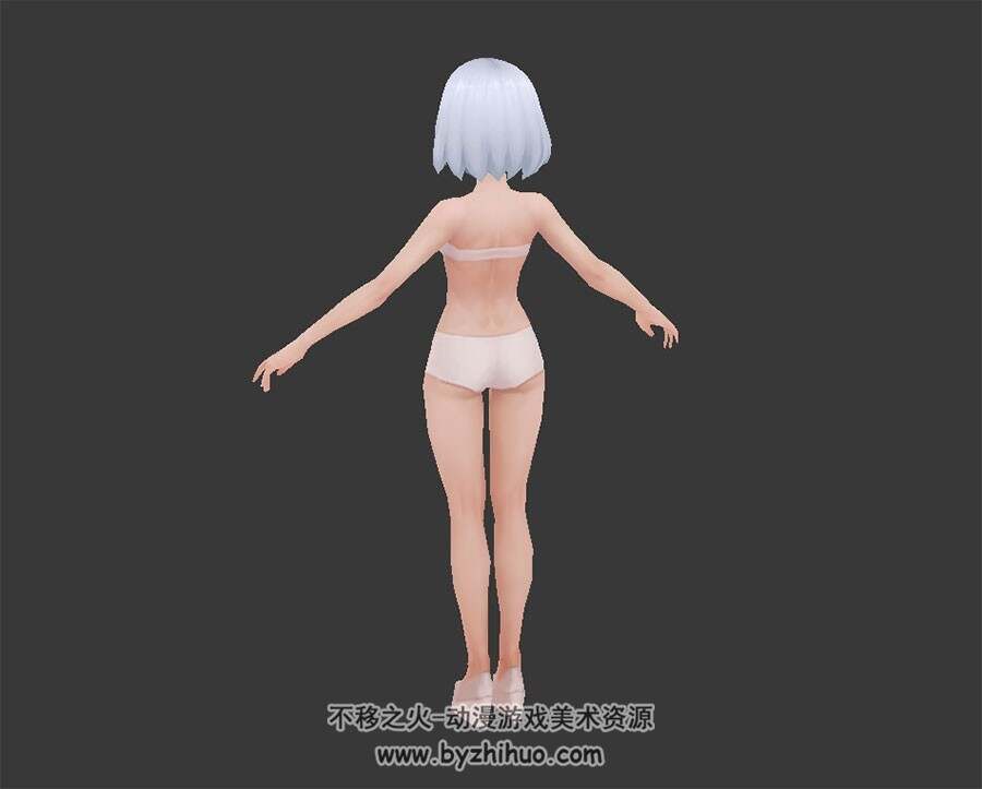 少女裸模 白发美少女 四角面3D模型 资源百度网盘下载