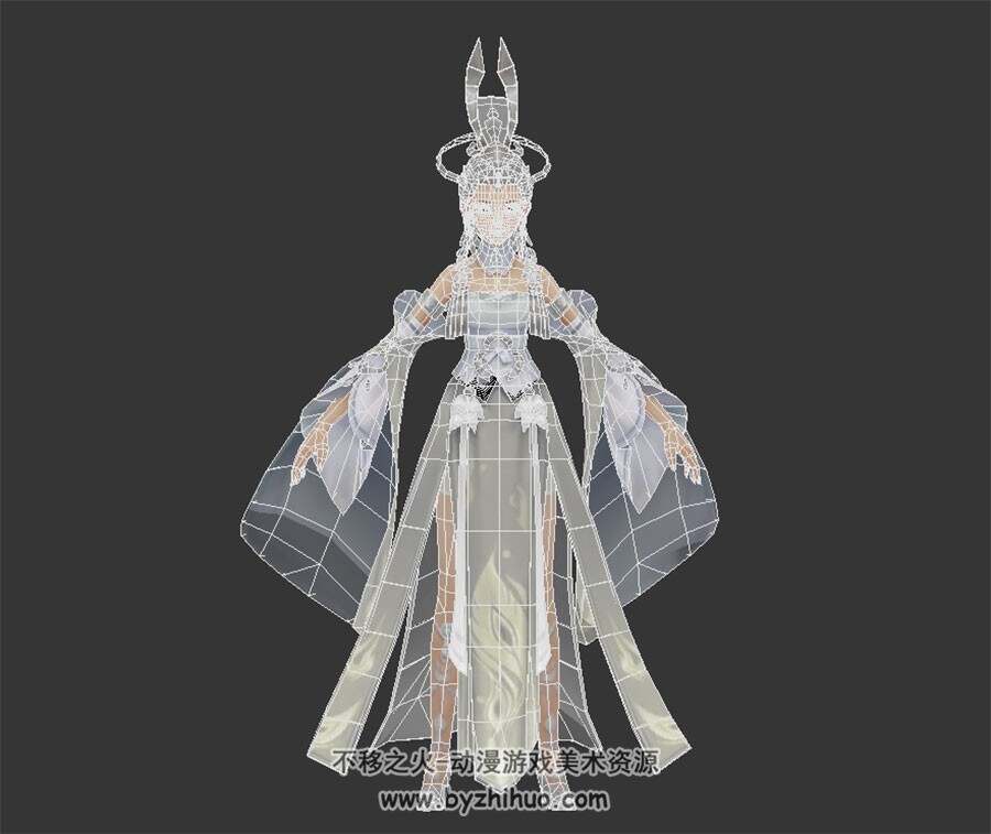 仙侠女角色 时装外观 四角面3D模型资源百度网盘下载