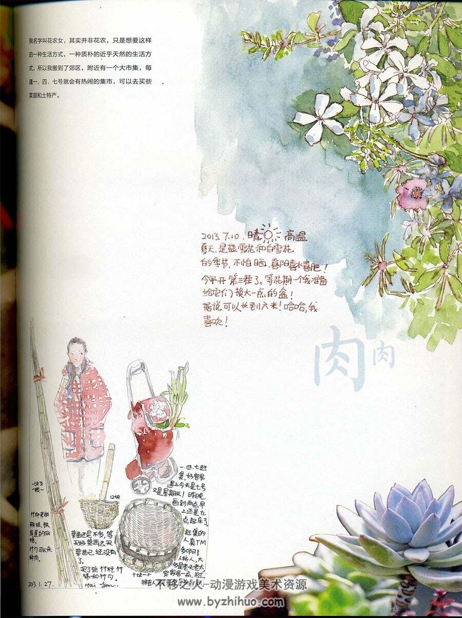 花农女的水彩宴 鲜花水彩绘画手绘教程 百度网盘下载