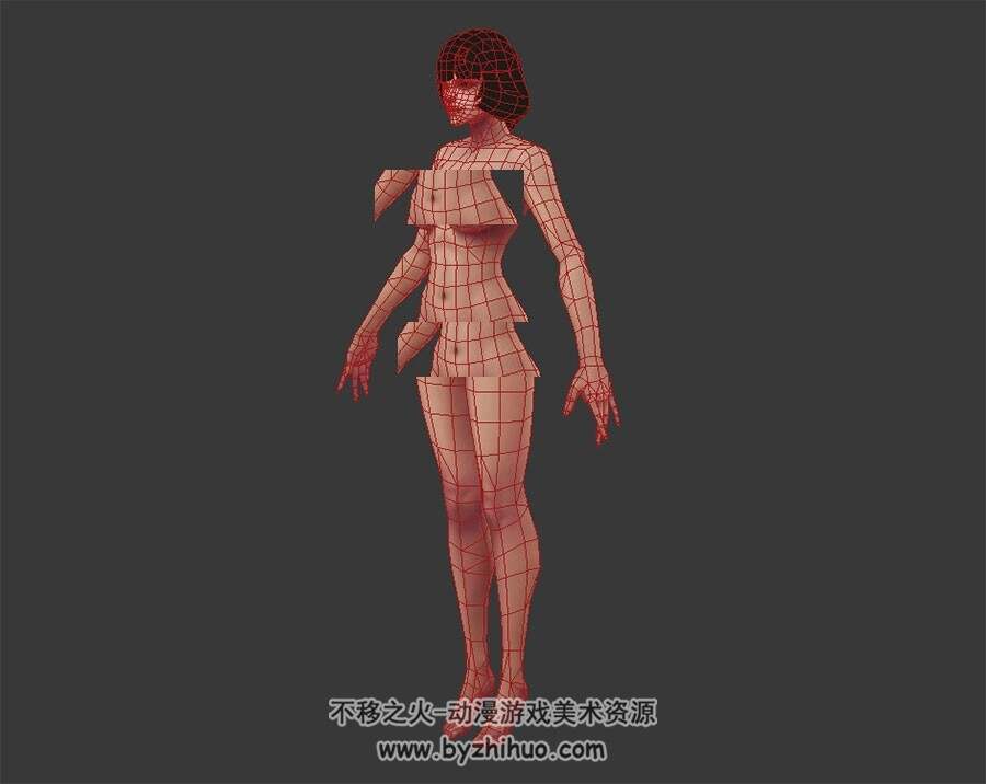 短发少女裸模 四角面 3D模型资源百度网盘下载