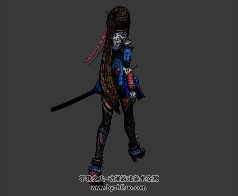 武士刀少女 二次元风人物 高精3D模型 百度网盘下载