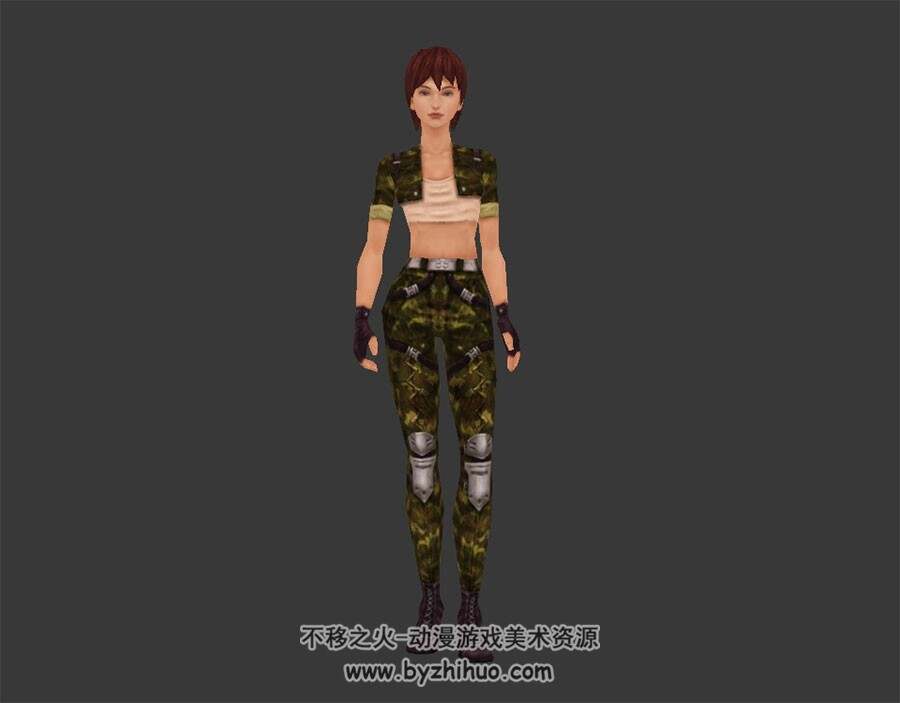 女军人 迷彩服军装 四角面 3D模型资源百度网盘下载