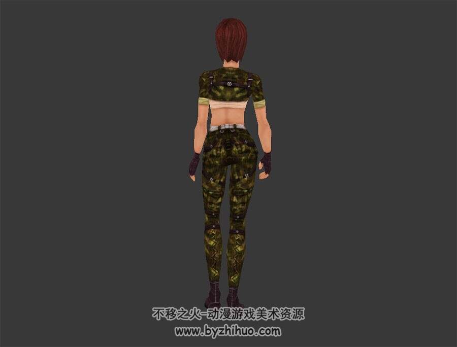 女军人 迷彩服军装 四角面 3D模型资源百度网盘下载