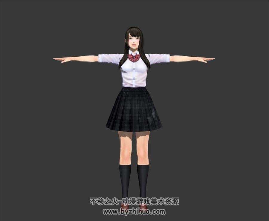 制服少女 写实风日系JK美少女 高精3D模型资源百度网盘下载