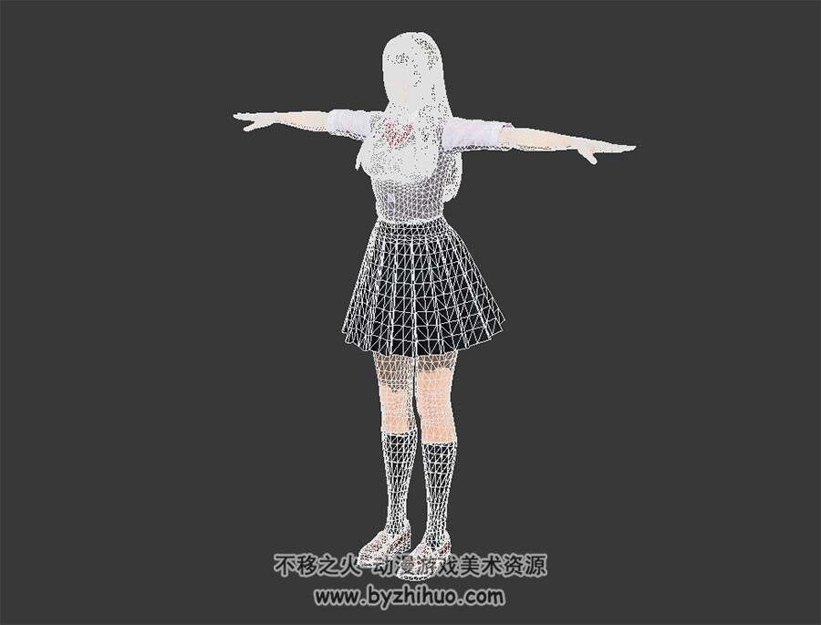 制服少女 写实风日系JK美少女 高精3D模型资源百度网盘下载