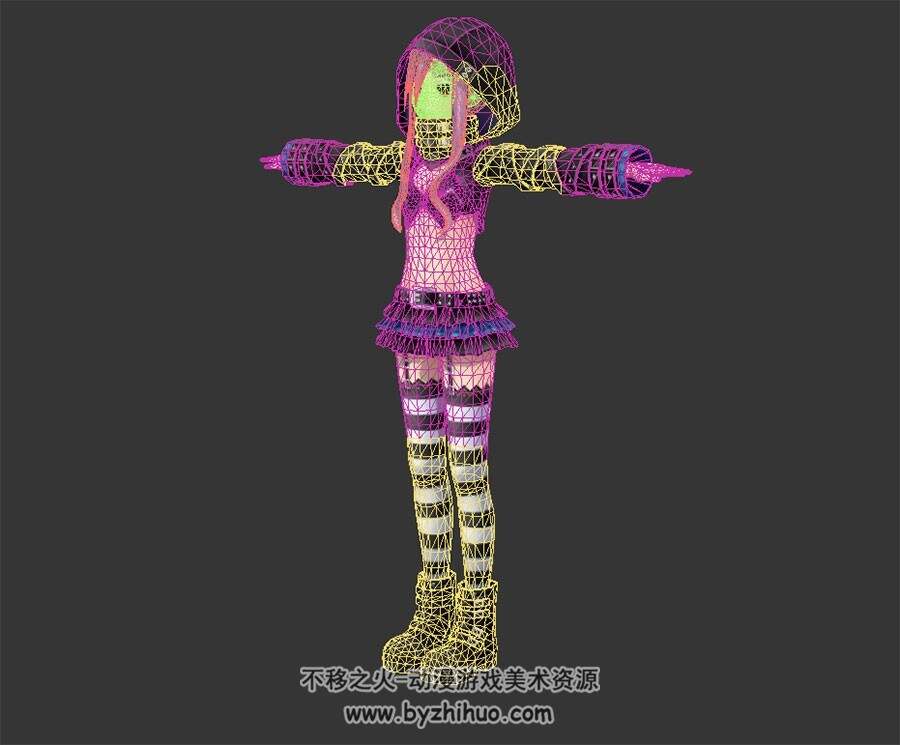 蓝发兜帽少女 日系二次元角色 3D模型资源百度网盘下载
