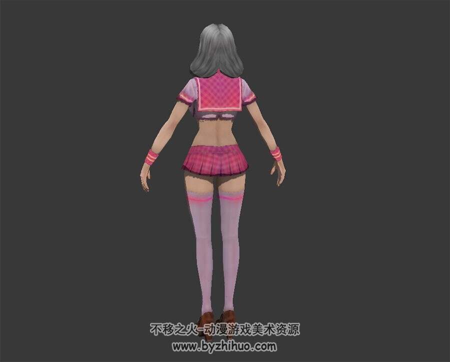 粉红超短水手服 眼镜娘 有绑定 3D模型资源百度网盘下载