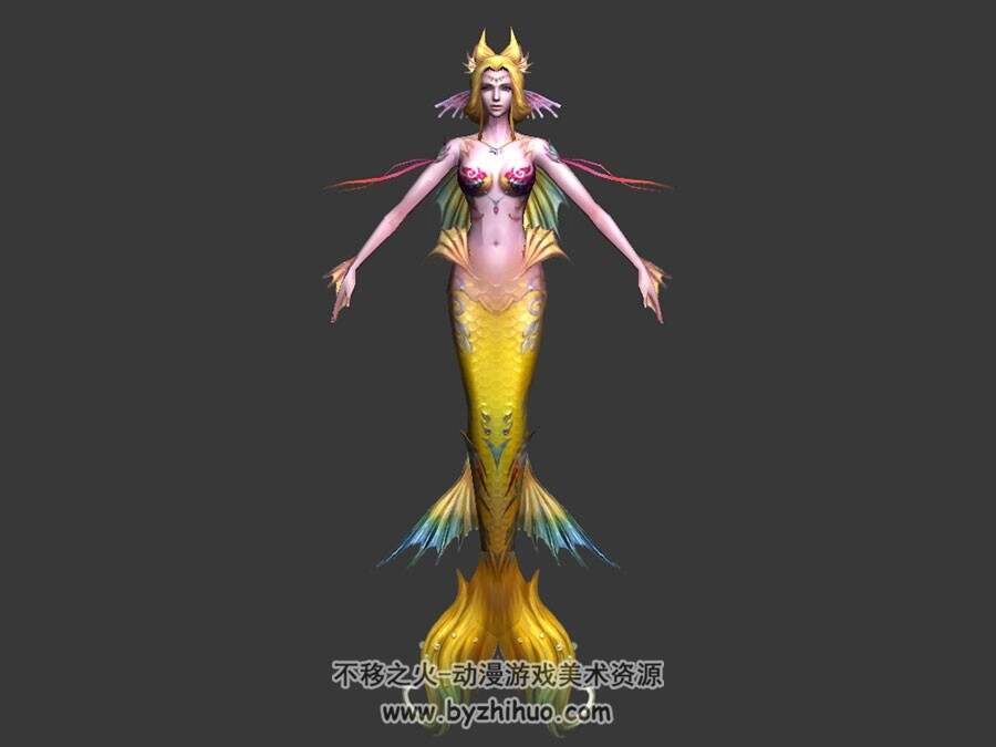 金发人鱼 欧美魔幻风角色 3D模型资源百度网盘下载