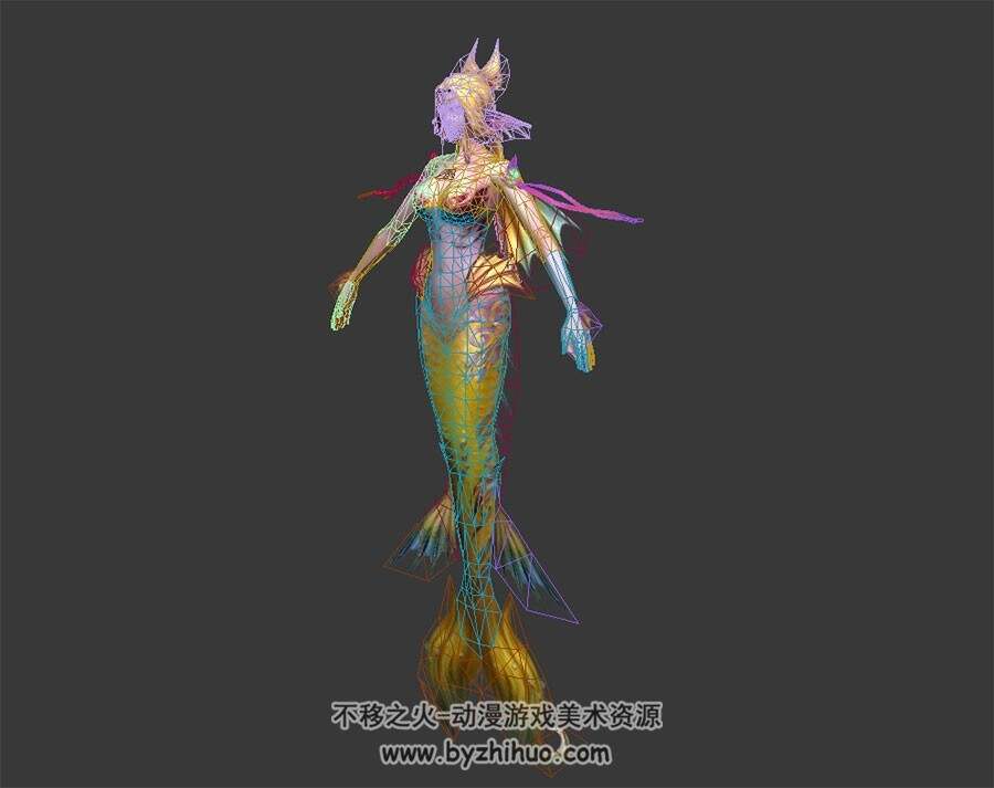 金发人鱼 欧美魔幻风角色 3D模型资源百度网盘下载