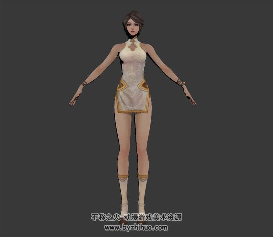 短发旗袍少女 短裙美少女 3D模型资源百度网盘下载