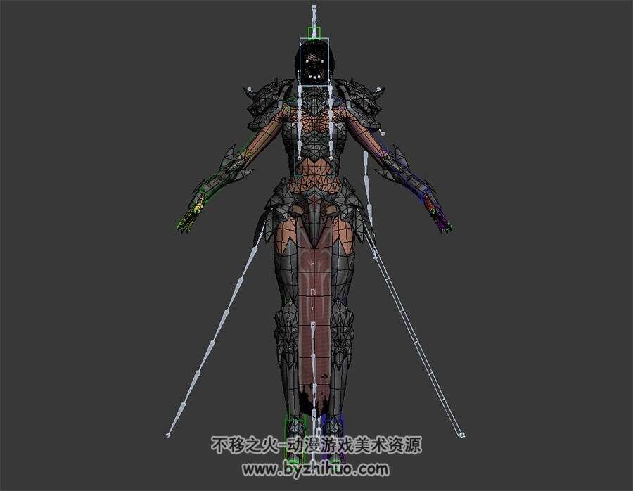 铠甲女战士 有绑定 四角面 3D模型百度网盘下载