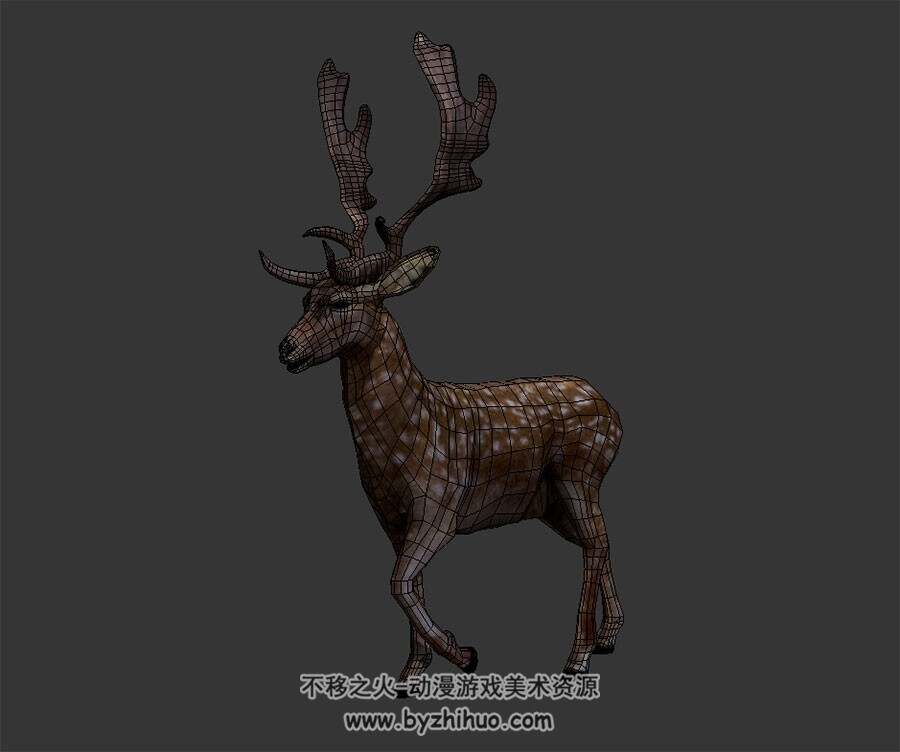 写实风麋鹿 有绑定和动作 3D模型百度网盘下载